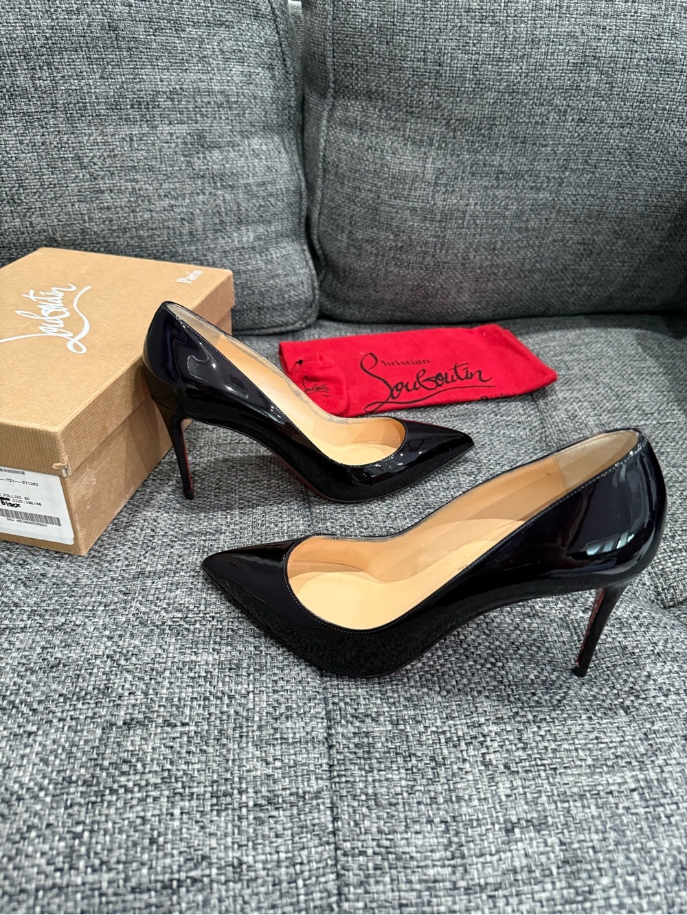 Christian Louboutin Black Patent 85mm Pumps size 38.5, READ DESCRIPTION - Picture 5 of 10